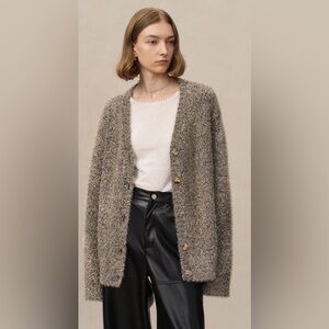 Viktoria Chan x Fabrique Eva Cardigan /Wool Cashmere Blend Knit in silver Sz L